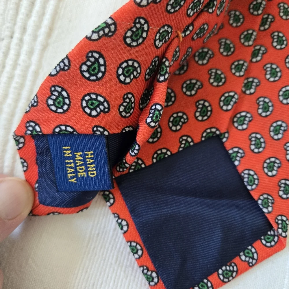 Polo by Ralph‎ Lauren Paisley 100% Silk Tie Hand Made in Italy